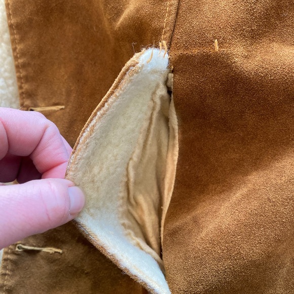 Vintage silton peak 8 suede leather Sherpa wool lined heavy jacket winter coat - Picture 7 of 8